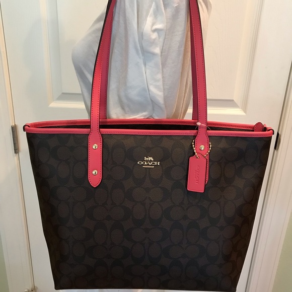Coach signature city zip strawberry tote brown - Picture 2 of 8